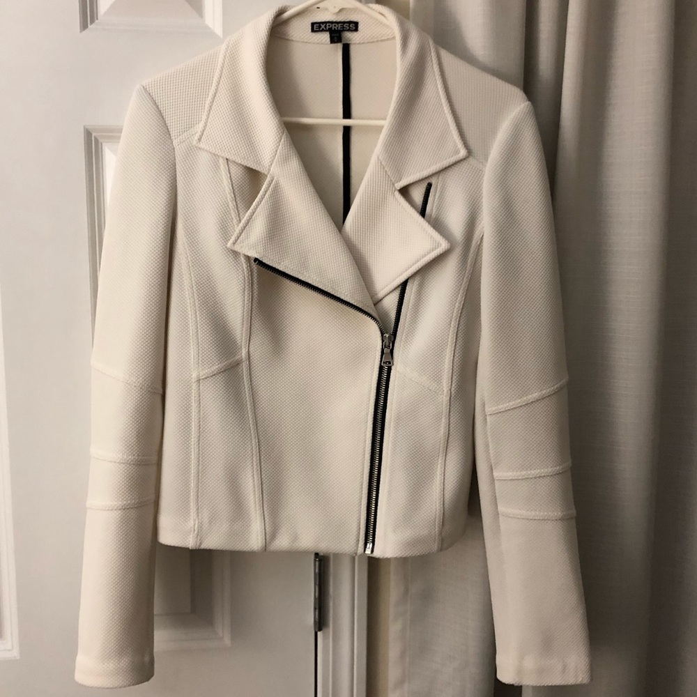 Express white moto blazer